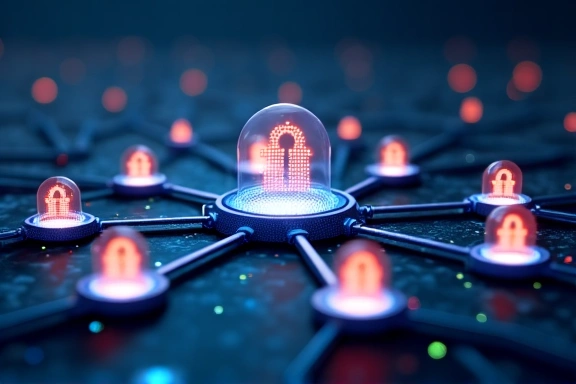 Data sharing concept with interconnected nodes and secure transfer